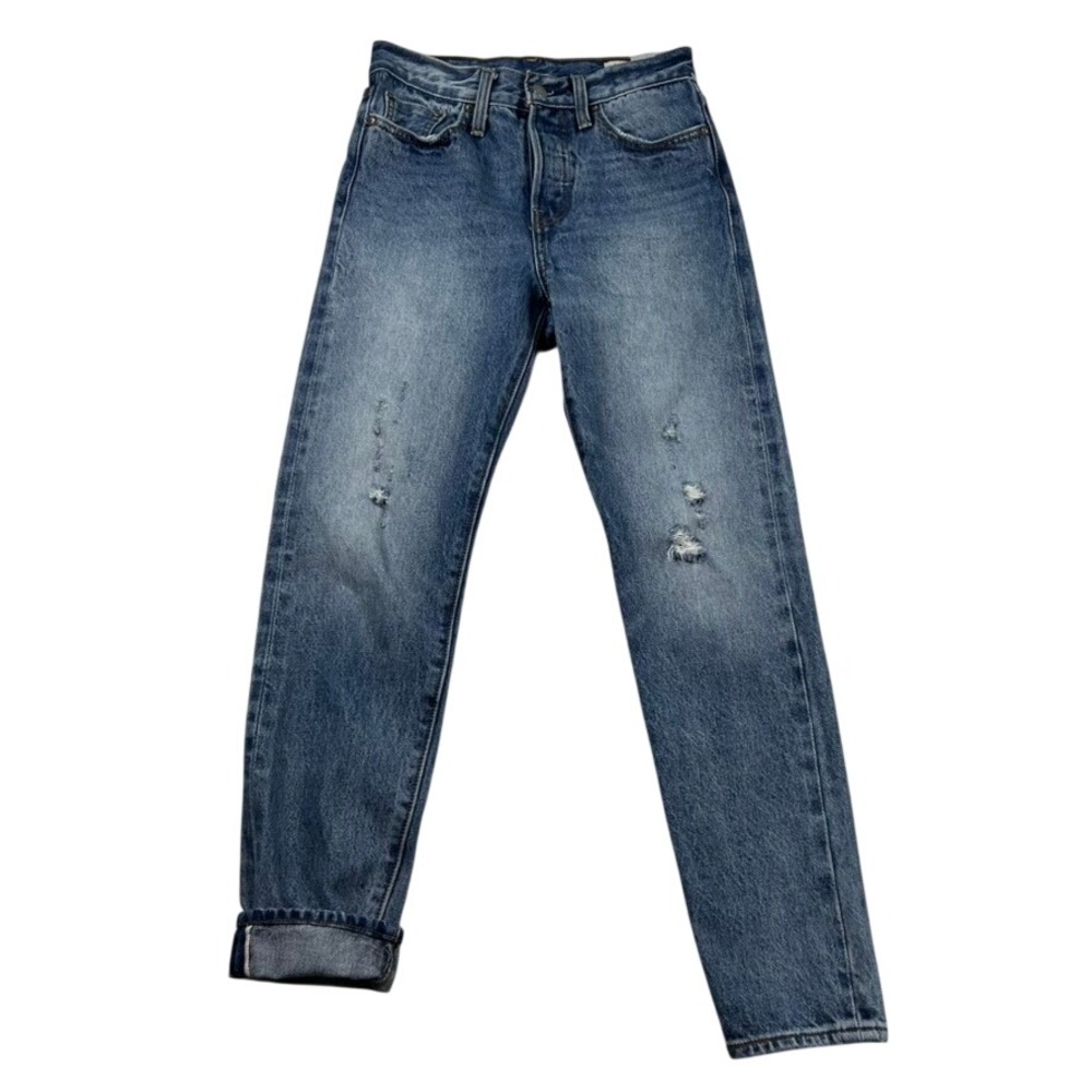 Levis 501 Jeans Womens 24 Selvedge Skinny White Oak Cone Denim Button Fly